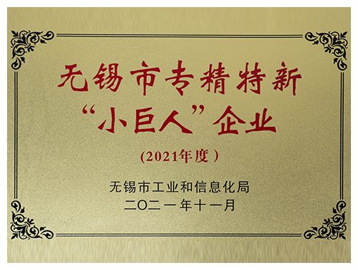 2021 Wuxi Specialized and Innovative "Little Giant" enterprise certificate