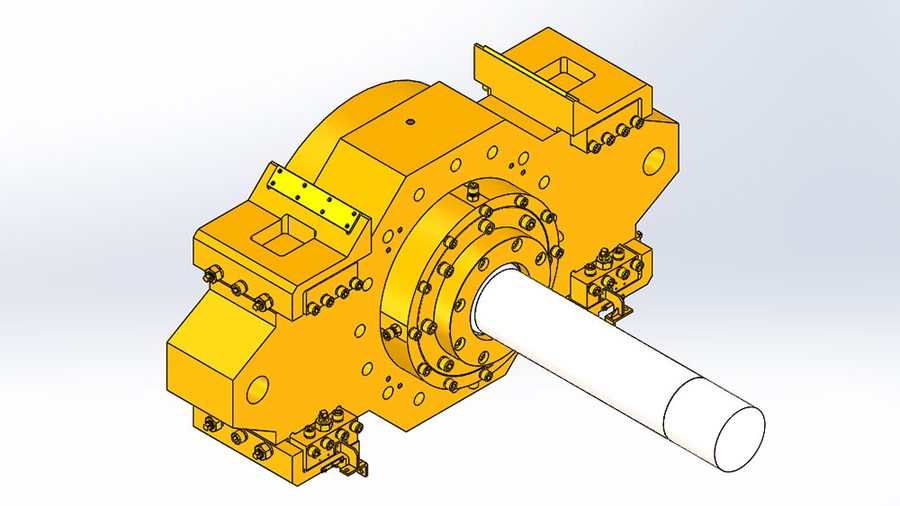 3D CAD model of an extrusion press main cylinder